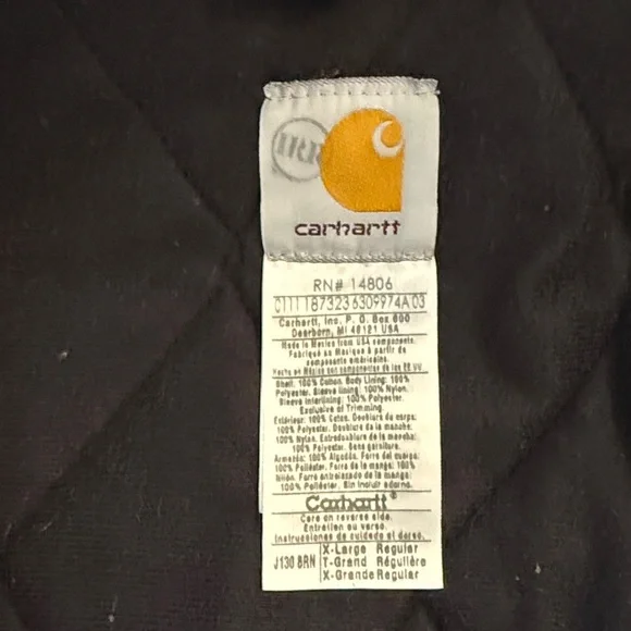 Carhartt Brown Hooded Jacket J130 Size XL - Picture 5 of 5